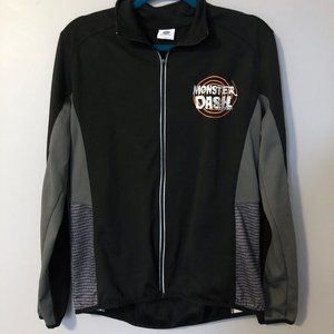 Running jacket with zippered phone holder, black